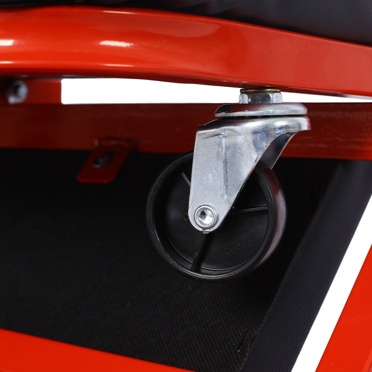 Red Z Creeper Mechanic Seat with Steel Frame and 6 Wheels - 2 in 1