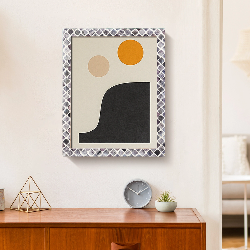 Poster Frames Moroccan Pattern Bone & Resin Inlay, Grey, 15 Sizes