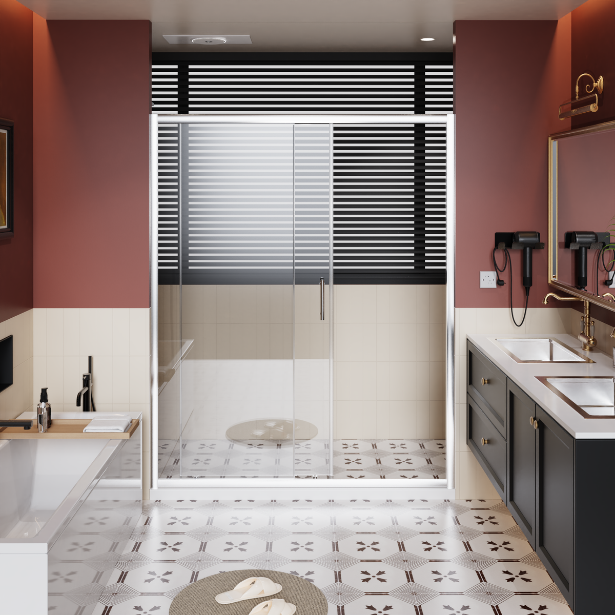 60-in W x 72-in H Single Sliding Shower Door
