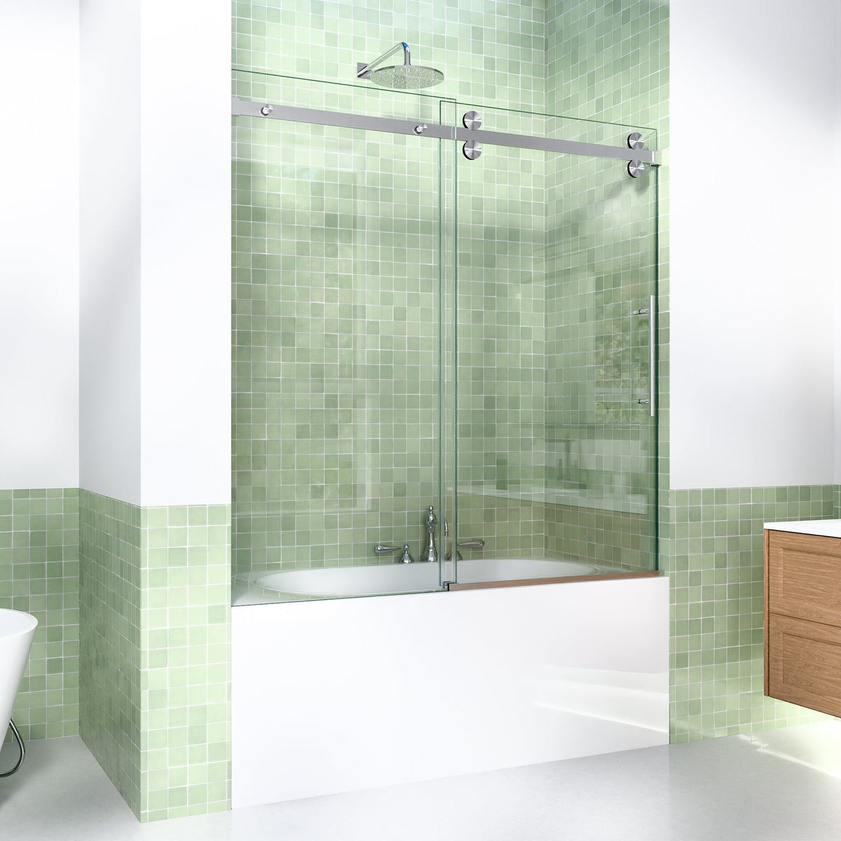 Frameless Sliding Tub Shower Door Enclosure