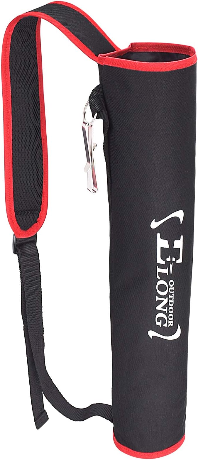 YLS Archery Hip and Back Quiver for Arrows - Black Arrow Quiver for Kids and Adults - Adjustable Arrow Holder with a Padded Strap and Belt Clip - Archery Accessories for Field and Practice