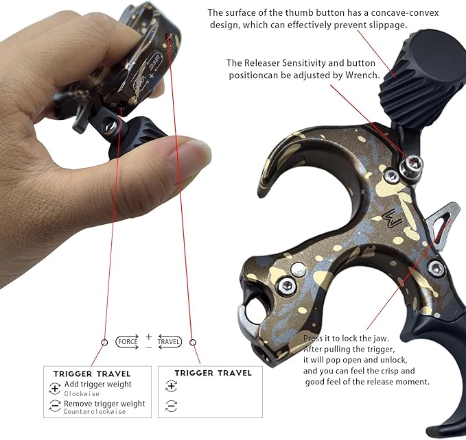 Compound Bow Aid Releaser with Wrist Straps and Adjustment Tool,Archery Release Aids with 3 Thumb Release Adjustable,Aluminum Alloy Aids.for Left and Right Handers.