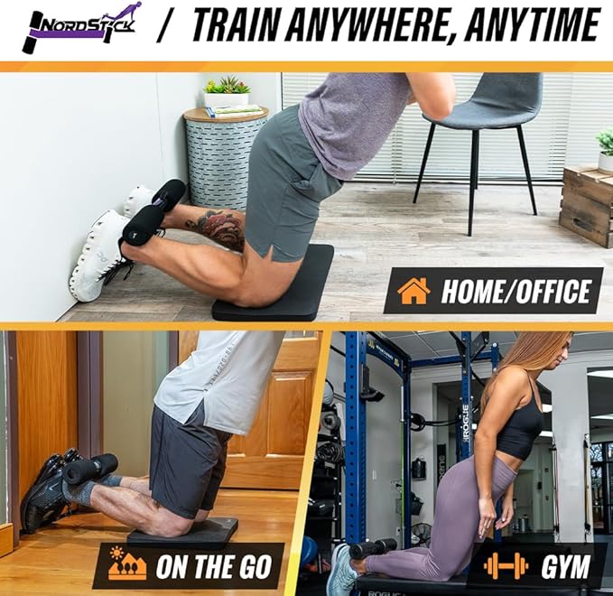 NordStick Nordic Hamstring Curl Strap - Original Nord Stick Exercise Set for Home and Travel - 5 Second Set Up