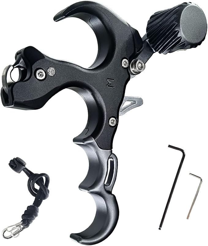 Compound Bow Aid Releaser with Wrist Straps and Adjustment Tool,Archery Release Aids with 3 Thumb Release Adjustable,Aluminum Alloy Aids.for Left and Right Handers.