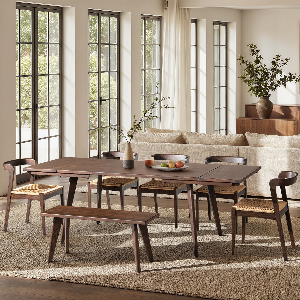 Capri 59-90.5" Solid Oak Dining Table