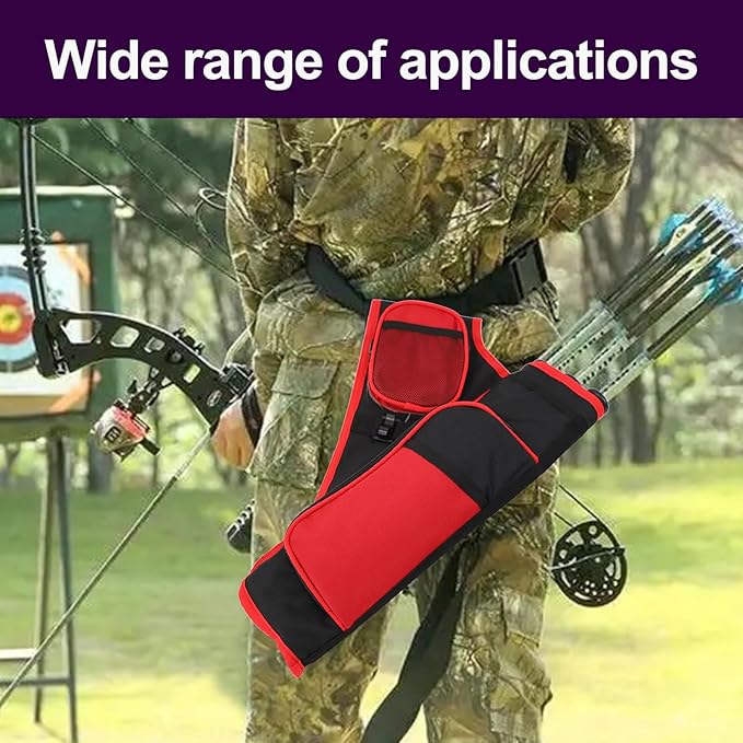 3-Tubes Hip Quiver Waist Hanged Archery Arrow Carry Bag with Pockets Adjustable Belt for Hunting, Target Practice, and Outdoor Shooting, Fits Both Youth and Adults