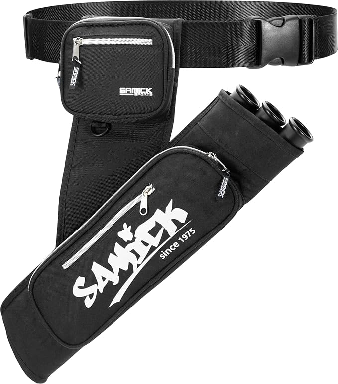 Archery Arrow Quiver - Adjustable Waist Hanged Quiver with 3 Removable Tubes & Pockets for Archery Arrows Case & Equipment - Ideal for Hunting & Target Practice - Right Handed Only