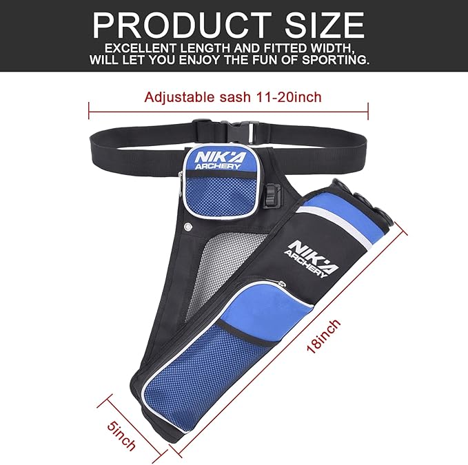 Archery Arrow Quiver Holder, 3-Tubes Hip Quiver Arrow Bag with Adjustable Belt for Youth & Adults Arrows Hunting Target Practicing
