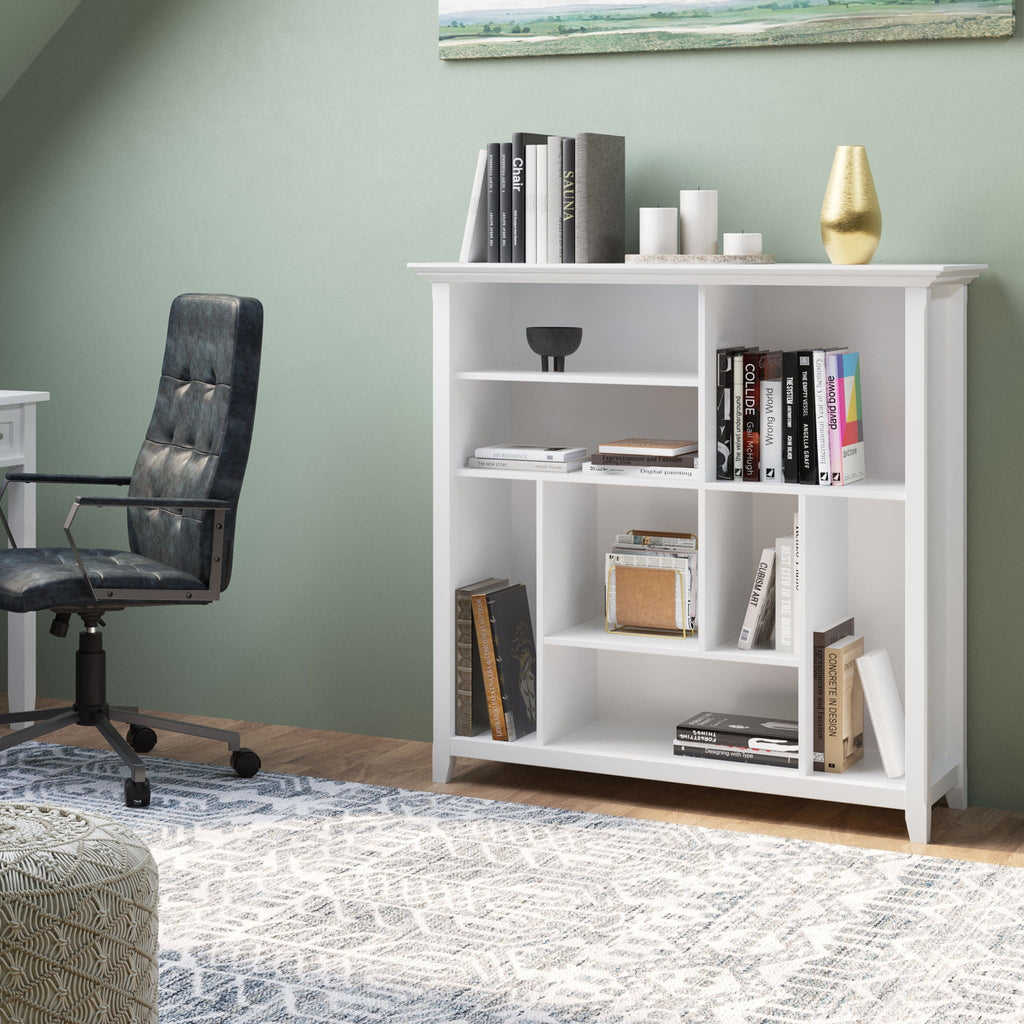Multi Cube Bookcase and Storage Unit with Eight Storage Cubbies - Black, Gray, White, Dark Brown