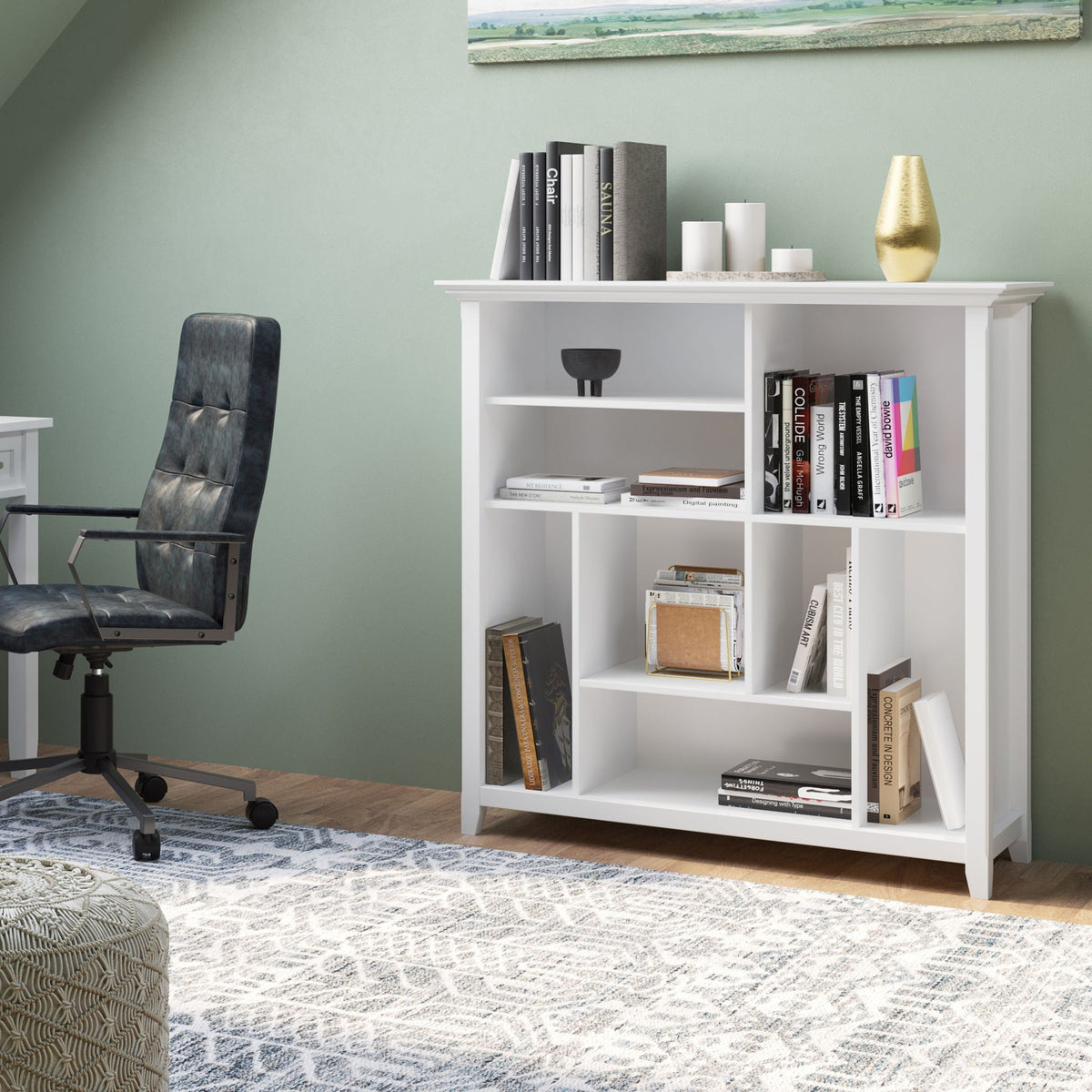 Multi Cube Bookcase and Storage Unit with Eight Storage Cubbies - Black, Gray, White, Dark Brown