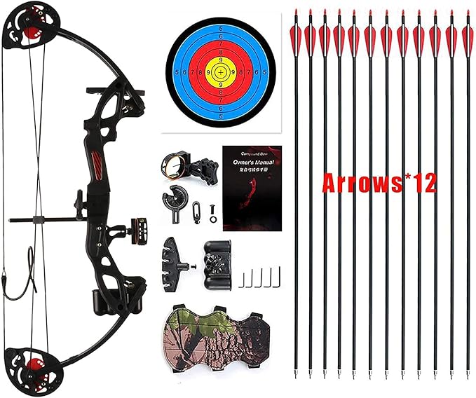 Compound Bow Archery for Youth and Beginner, Right Handed,19”-28” Draw Length,15-29 Lbs Draw Weight, 260 fps