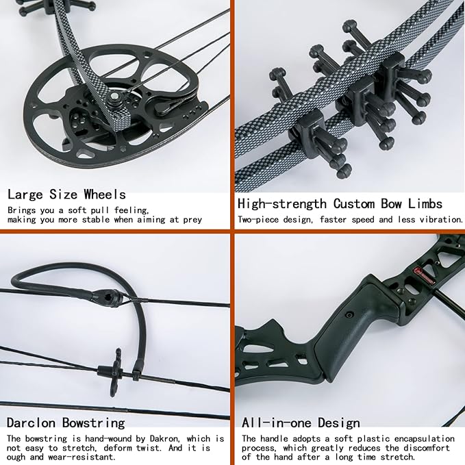 Youth Compound Bow Set 15-45 Lbs for Teens and Beginner, Package with Archery Hunting Equipment, Max Speed 260fps, Adjustable, Right Hand