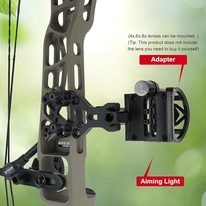 Archery 5-Pin Bow Sight - 0.019" Fiber, Brass Pin, Aluminum Machined - Right and Left Handed, with Hi-Vis Level for Archery, Hunting, Shooting