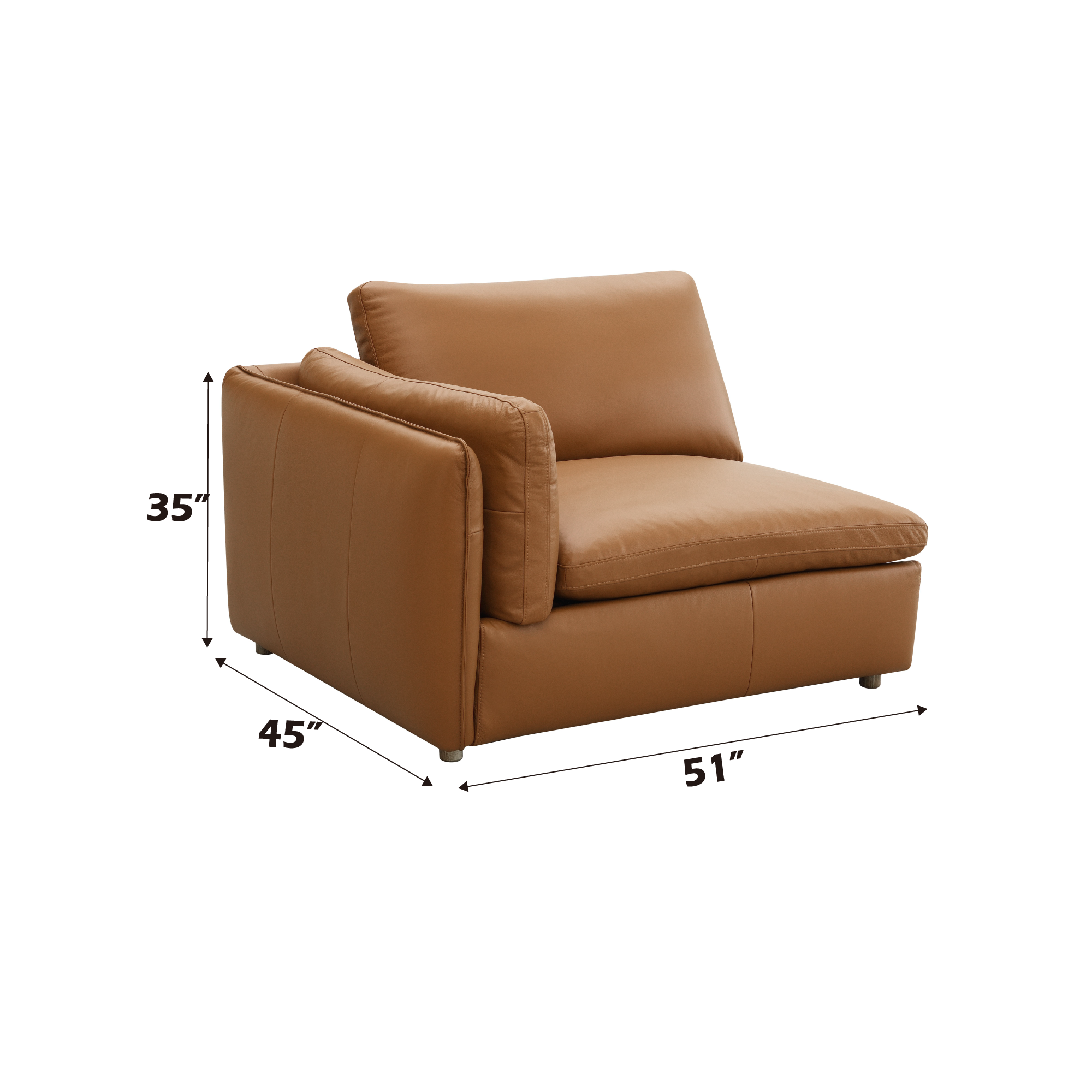Brighton Top Grain Leather 5 Pieces Modular Sectional