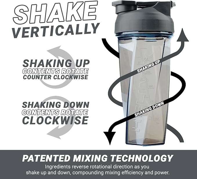 Yeti 2.0 Vortex Blender Shaker Bottle Holds upto 27oz | No Blending Ball or Whisk | USA Made | Portable Pre Workout Whey Protein Drink Shaker Cup | Mixes Cocktails Smoothies Shakes | Top Rack Safe