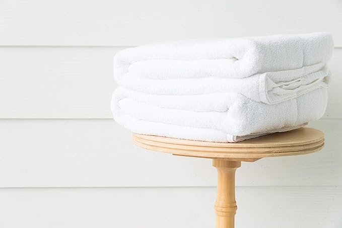 CH White Bath Towels Bulk - 22 x 44 Inches, 100% Cotton Economy Light Weight Towels for Commercial Use - Quick Dry, Ultra-Soft, and Absorbent Bulk Towels (60 Pack)