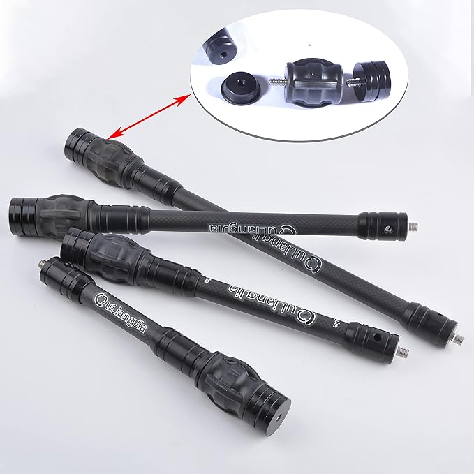 AMEYXGS Bow Stabilizer for Compound Bow, 6" 8" 10" 12" Rod Balance Bar with Damping System and Weights Shock Absorber for Compound Bow Archery Accessory