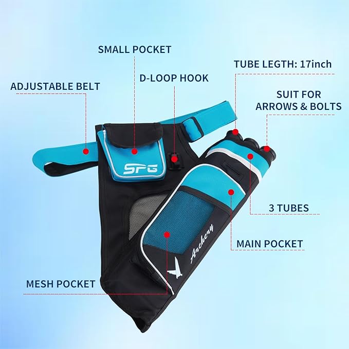 SOPOGER Archery Hip Quiver for Arrows - 3 or 4 Tube Bow Belt Quiver Waist Hanged for Youth Teens Adults Compound Bow Recurve Bow Target Shooting