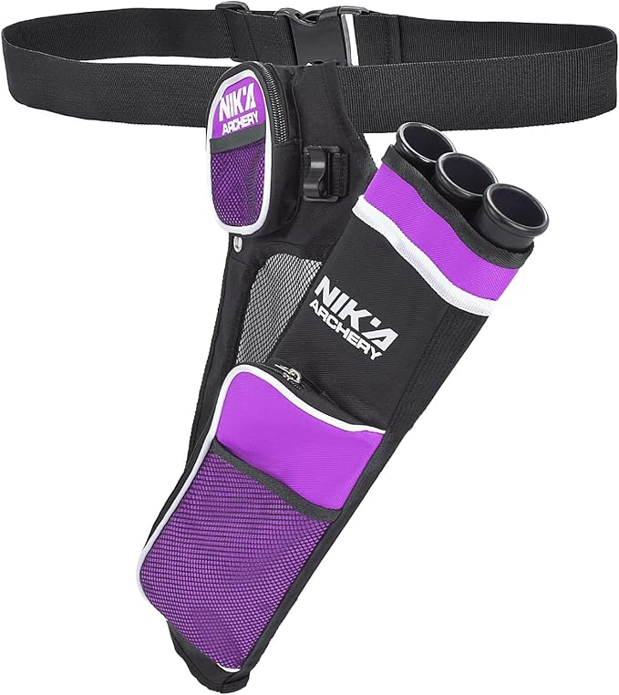 Archery Arrow Quiver Holder, 3-Tubes Hip Quiver Arrow Bag with Adjustable Belt for Youth & Adults Arrows Hunting Target Practicing