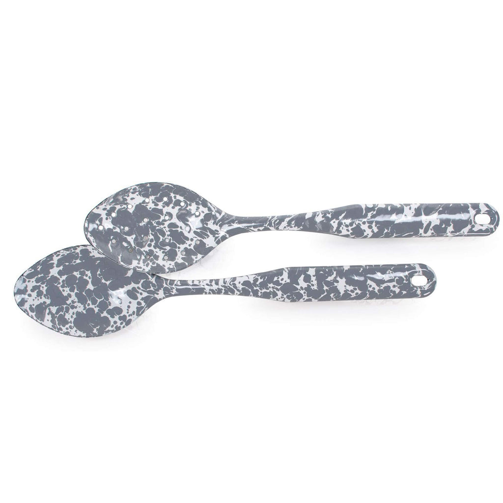 Golden Rabbit Enamelware 2 piece Spoon Set - Grey Swirl
