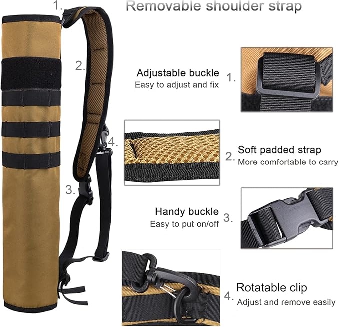 KRATARC Archery Lightweight Back Arrow Quiver Dual Use Foldable Compact Hip Arrows Bag with Molle System Hanged for Target Shooting