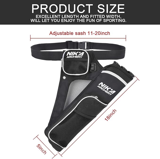 Archery Arrow Quiver Holder, 3-Tubes Hip Quiver Arrow Bag with Adjustable Belt for Youth & Adults Arrows Hunting Target Practicing