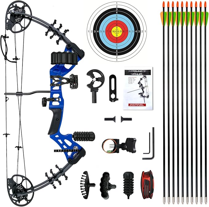 Youth Compound Bow Set 15-45 Lbs for Teens and Beginner, Package with Archery Hunting Equipment, Max Speed 260fps, Adjustable, Right Hand