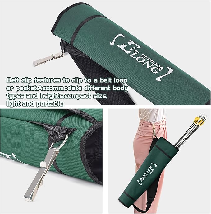 Elong Adjustable Archery Back Arrow Quiver Holder - Upgraded Quiver Arrows for Compound Recurve Bow and Hunting Target Practicing Youth and Adults