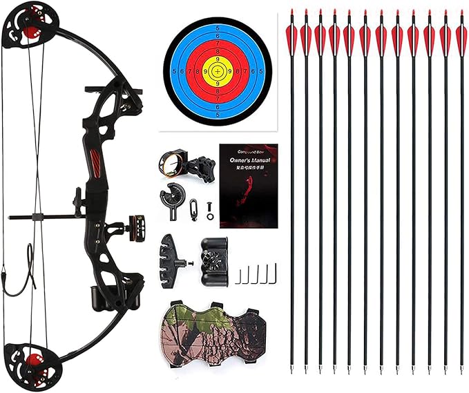 Compound Bow Archery for Youth and Beginner, Right Handed,19”-28” Draw Length,15-29 Lbs Draw Weight, 260 fps