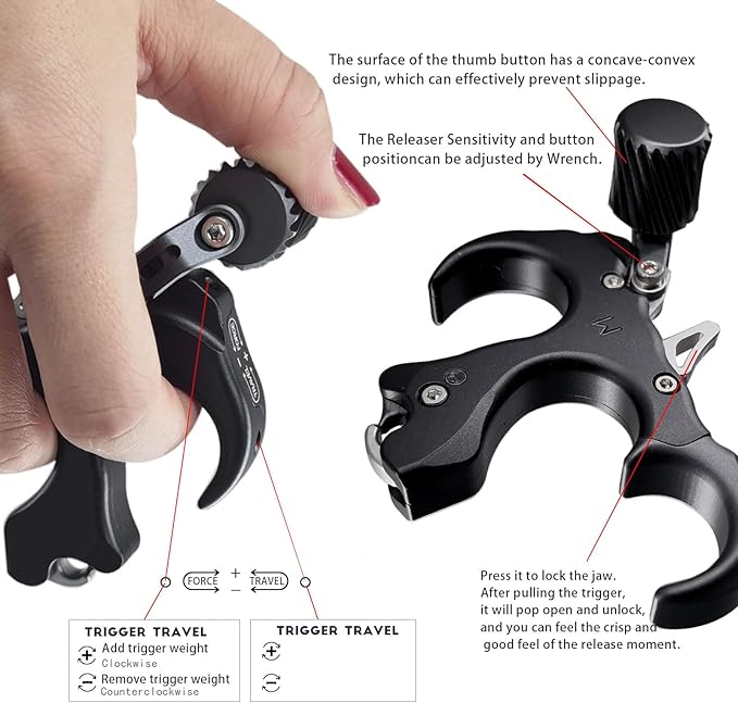 Compound Bow Aid Releaser with Wrist Straps and Adjustment Tool,Archery Release Aids with 3 Thumb Release Adjustable,Aluminum Alloy Aids.for Left and Right Handers.