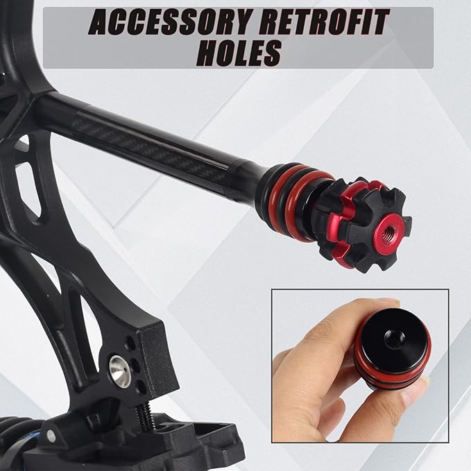 Archery 6″/8″ Bow Stabilizer- Carbon Fiber Bow Balance Bar with Damping System for Compound/Recurve Bow Hunting Archery Accessory Equipment
