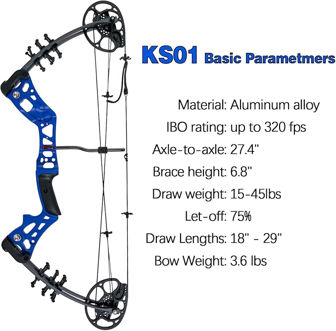 Youth Compound Bow Set 15-45 Lbs for Teens and Beginner, Package with Archery Hunting Equipment, Max Speed 260fps, Adjustable, Right Hand