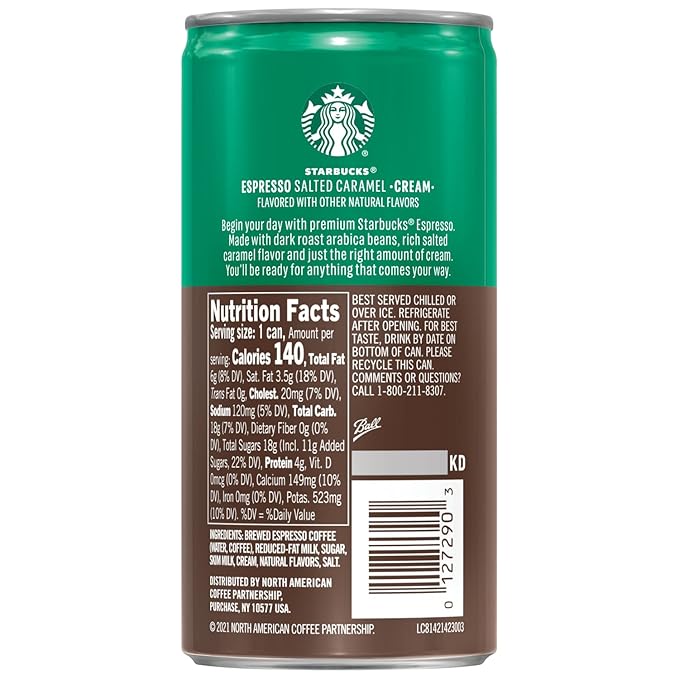 Starbucks Doubleshot, Salted Caramel, 6.5 Ounce, 12 Count (Packaging May Vary)