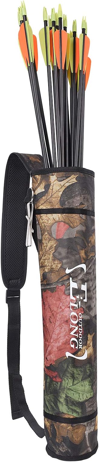 YLS Archery Hip and Back Quiver for Arrows - Black Arrow Quiver for Kids and Adults - Adjustable Arrow Holder with a Padded Strap and Belt Clip - Archery Accessories for Field and Practice