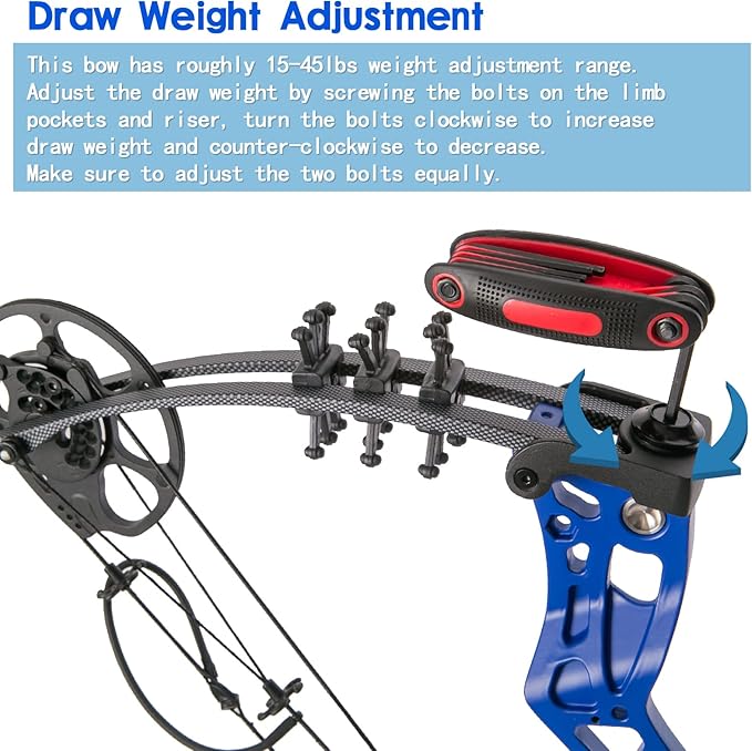 Youth Compound Bow Set 15-45 Lbs for Teens and Beginner, Package with Archery Hunting Equipment, Max Speed 260fps, Adjustable, Right Hand