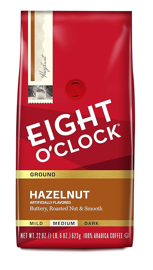 Eight O'Clock Ground Coffee, Hazelnut, 22 Ounce