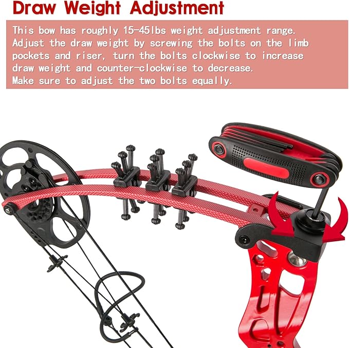 Youth Compound Bow Set 15-45 Lbs for Teens and Beginner, Package with Archery Hunting Equipment, Max Speed 260fps, Adjustable, Right Hand