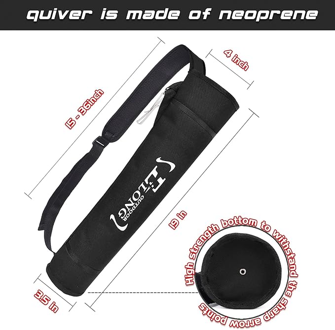 Elong Adjustable Archery Back Arrow Quiver Holder - Upgraded Quiver Arrows for Compound Recurve Bow and Hunting Target Practicing Youth and Adults