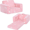 Welnow 2-in-1 Kids Sofa Chair, Glow in The Dark Convertible Toddler Chair Flip Out Children Sofa Chair Folding Kids Play Sofa with Side Pockets & Removable Cover Armrest Chair for Girl or Boy