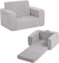 Welnow 2-in-1 Kids Sofa Chair, Convertible Toddler Chair Flip Out Children Sofa Chair Folding Kids Play Sofa with Side Pockets & Removable Cover Armrest Chair for Girl or Boy