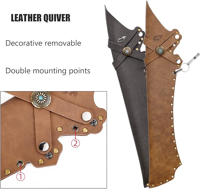 Arrow Quiver Hip Quiver for Arrows Waist Hanged Arrow Holder Adjustable PU Leather Hip Arrows Bag