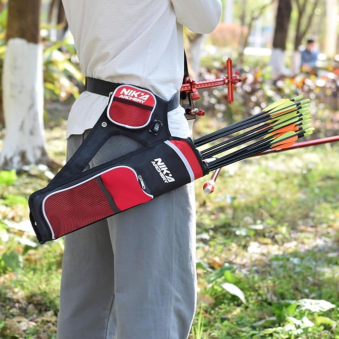 Archery Arrow Quiver Holder, 3-Tubes Hip Quiver Arrow Bag with Adjustable Belt for Youth & Adults Arrows Hunting Target Practicing