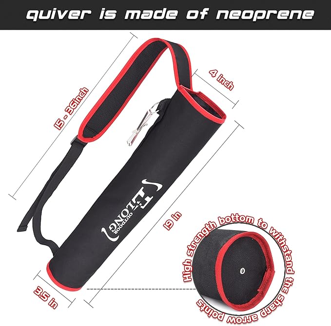 Elong Adjustable Archery Back Arrow Quiver Holder - Upgraded Quiver Arrows for Compound Recurve Bow and Hunting Target Practicing Youth and Adults