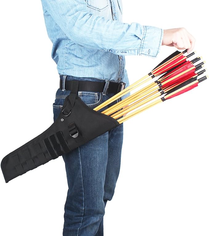 KRATARC Archery Lightweight Hip Arrow Quiver Foldable Compact Arrows Bag with Molle System Hanged for Target Shooting