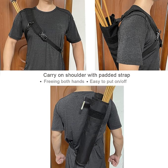 KRATARC Archery Lightweight Back Arrow Quiver Dual Use Foldable Compact Hip Arrows Bag with Molle System Hanged for Target Shooting