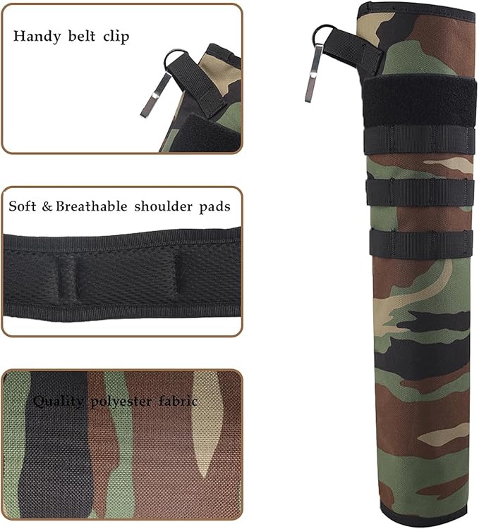 KRATARC Archery Lightweight Back Arrow Quiver Dual Use Foldable Compact Hip Arrows Bag with Molle System Hanged for Target Shooting