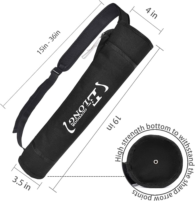 YLS Archery Hip and Back Quiver for Arrows - Black Arrow Quiver for Kids and Adults - Adjustable Arrow Holder with a Padded Strap and Belt Clip - Archery Accessories for Field and Practice