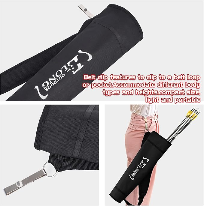 Elong Adjustable Archery Back Arrow Quiver Holder - Upgraded Quiver Arrows for Compound Recurve Bow and Hunting Target Practicing Youth and Adults