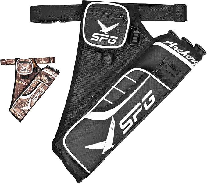 SPG Arrow Quiver Archery Hip Quiver, Durable Adjustable Waist Belt Three Arrows Tube for Arrow Storage Compound Bow Recurve Bow Accessories