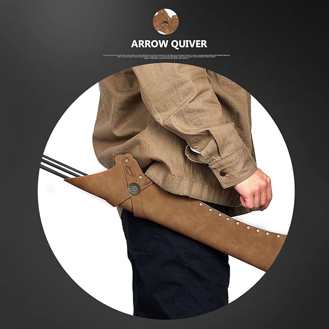 Arrow Quiver Hip Quiver for Arrows Waist Hanged Arrow Holder Adjustable PU Leather Hip Arrows Bag